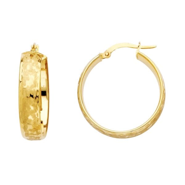 14KY Snow Cut Hollow Hoop Earrings