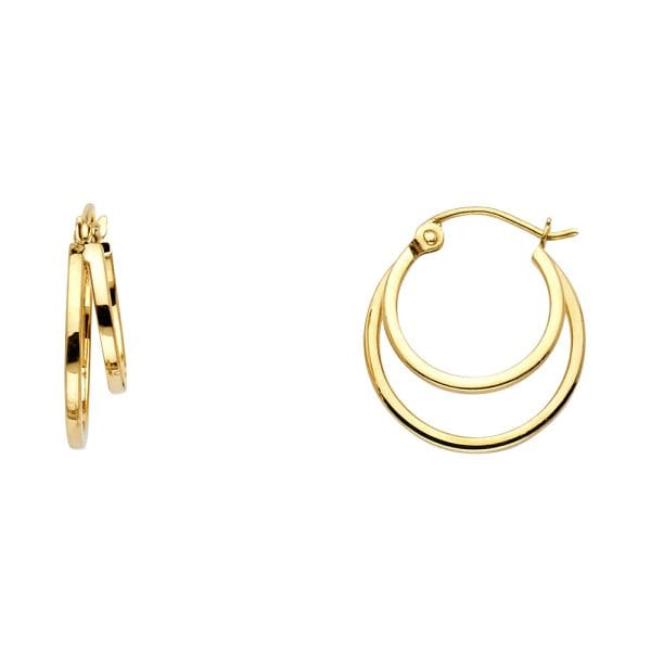 14KY 2 Line Hollow Hoop Earrings