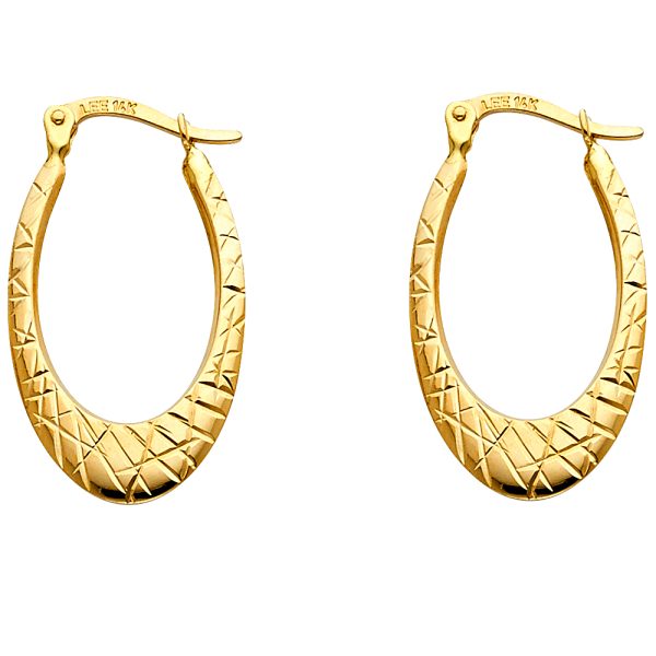 14KY DC Oval Hollow Earrings