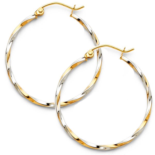14K 2T Curled Hoop Earrings
