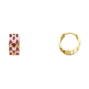 14KY Triple CZ Huggies Earrings S2
