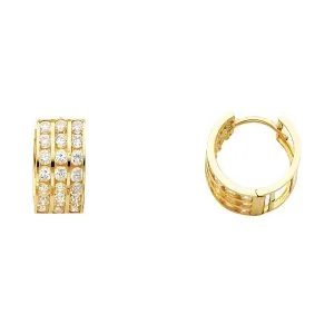 14KY Triple CZ Huggies Earrings S3