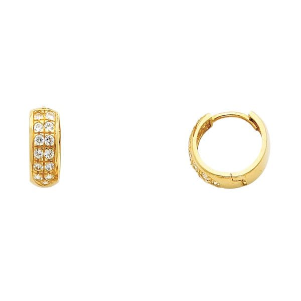 14KY Double CZ Huggies Earrings S2