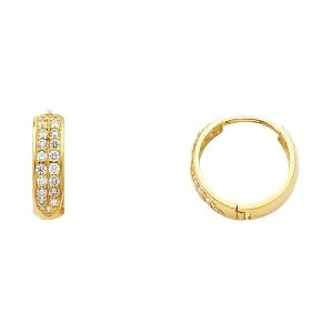 14KY Double CZ Huggies Earrings S3