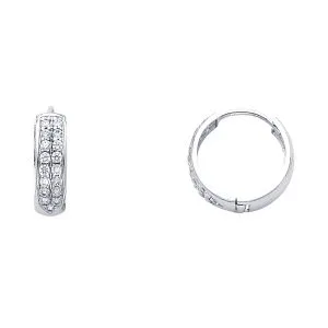 14KW Double CZ Huggies Earrings S2