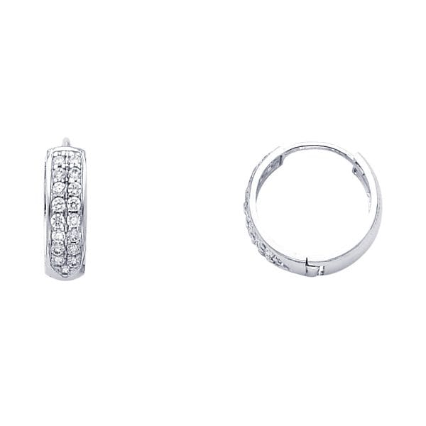 14KW Double CZ Huggies Earrings S2