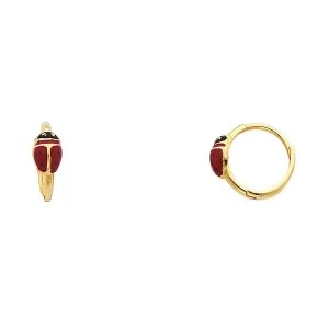 14KY Ladybug Huggies Earrings