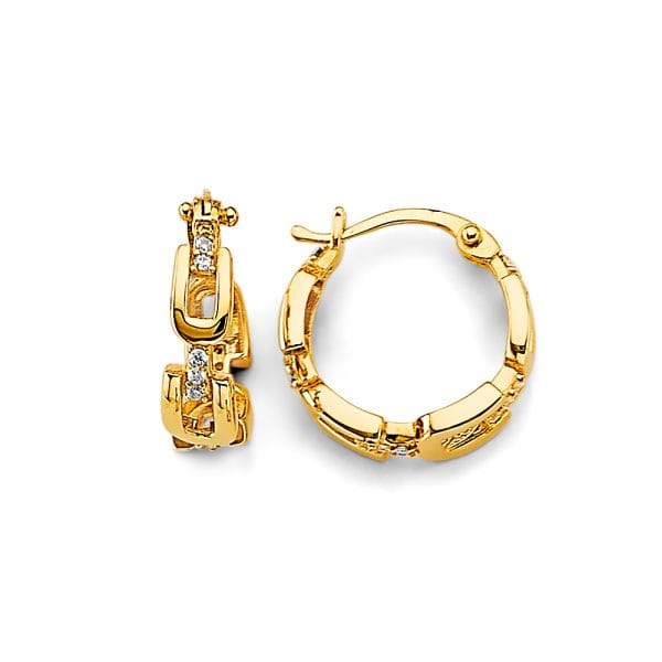 14KY CZ Huggies Earrings S49