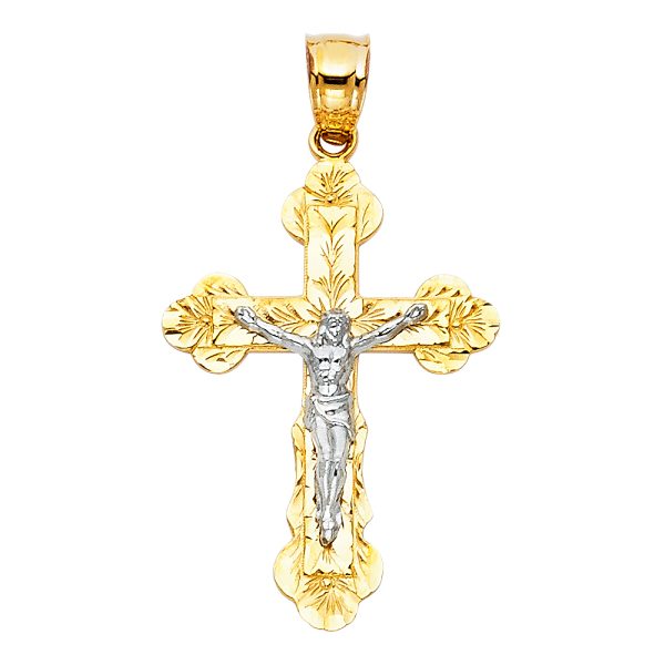 14K 2T Crucifix Pendant S7