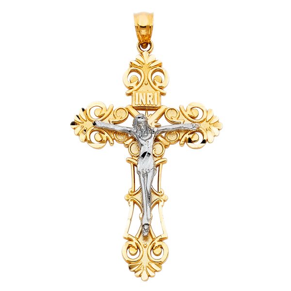 14K 2T Crucifix Pendant S9