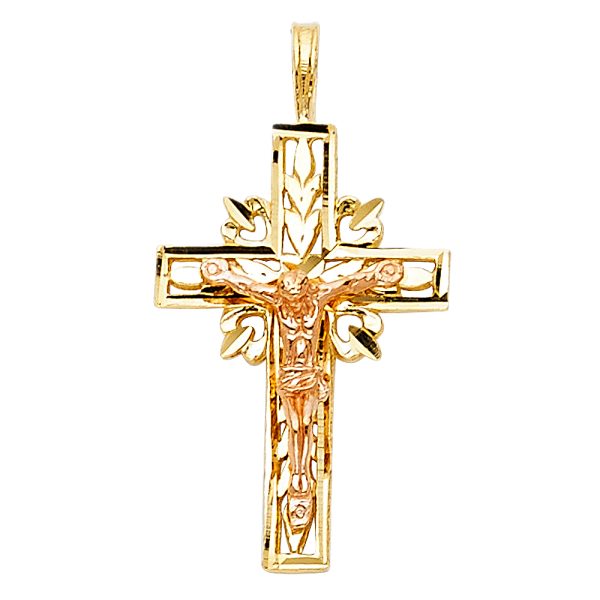 14K 2T Crucifix Pendant S18