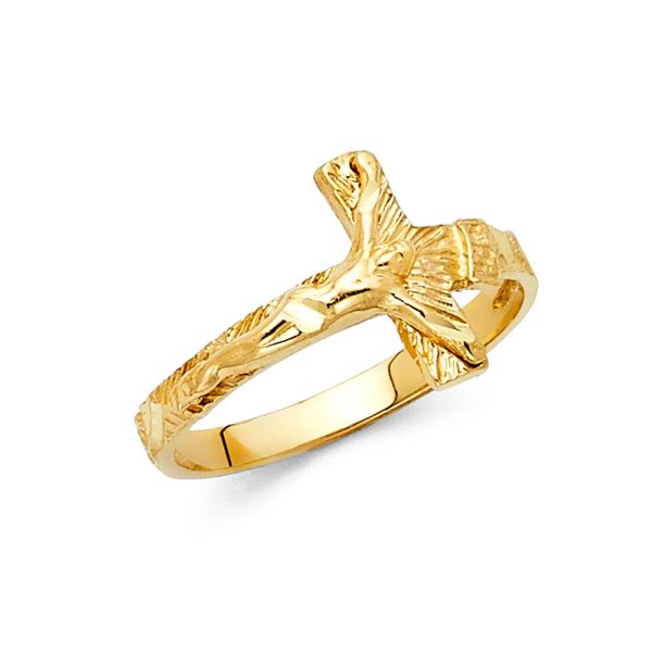 14K Minimalist Gold Crucifix Band