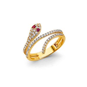 14KY CZ Snake Ring S4
