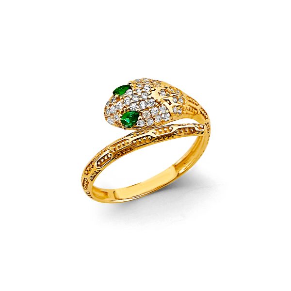 14KY CZ Snake Ring S3
