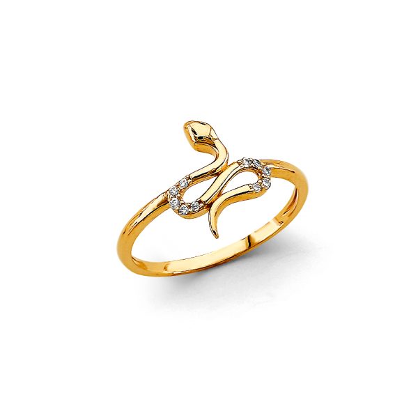 14KY CZ Snake Ring S1