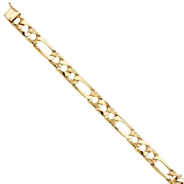 14KY Nugget Figaro Link Bracelet  S2