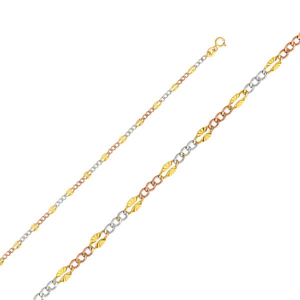 14K 3C Stamp Figaro 3+1 DC Chain