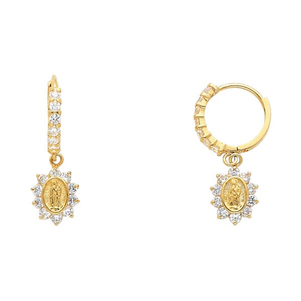 14KY Guadalupe CZ Huggies Earrings S1