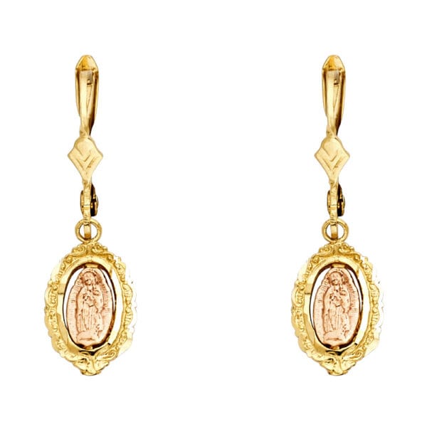 14K 2T Dangle Guadalupe Earrings
