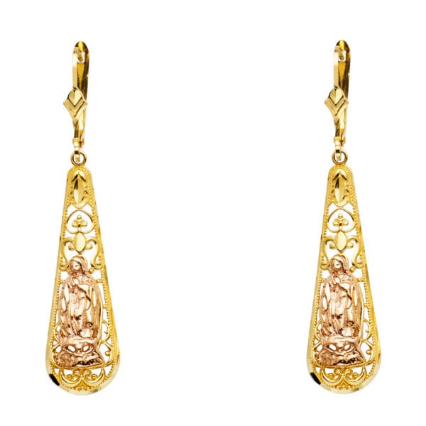 14K 2T Guadalupe T Drop Dangle Earrings S2