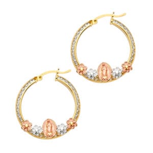 14K 3C Guadalupe CZ Channel Hoop Earrings S2