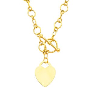 14KY Light Hollow Necklaces with Heart Pendant S1