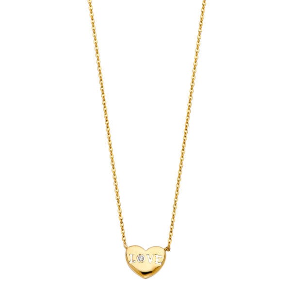14KY Heart with Love Necklaces