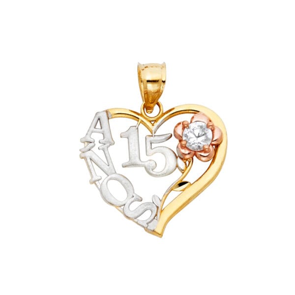 14K 3C 15 Years Heart Pendant S2