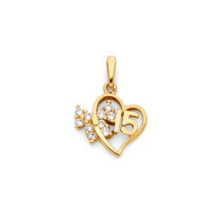 14KY 15 Years Heart Pendant S1