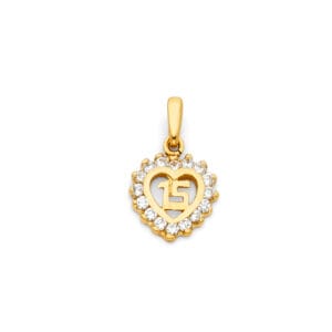 14KY 15 Years Heart Pendant S2