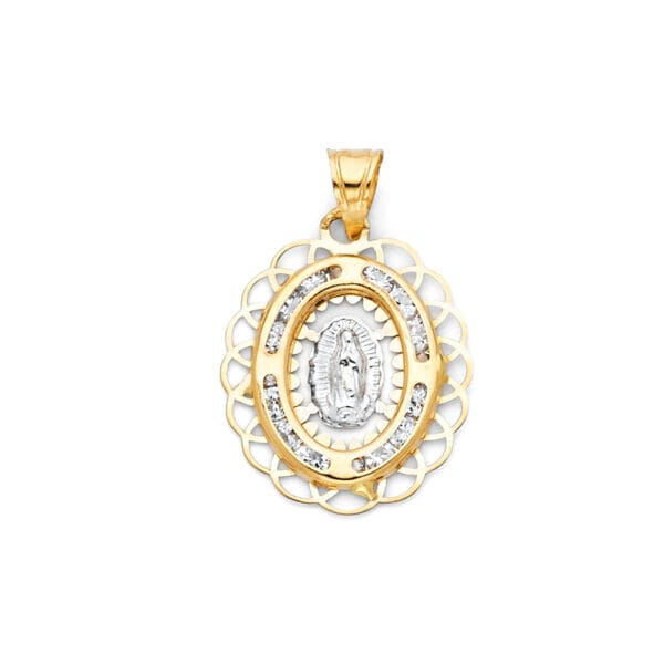 14K 2T Guadalupe Medal Pendant S1