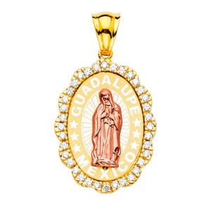 14K 2T CZ Our Lady of Guadalupe Pendant S3