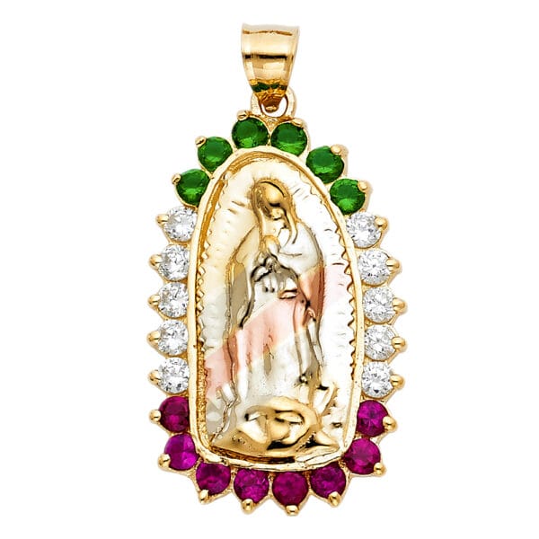 14K 3C CZ Our Lady of Guadalupe Pendant S11