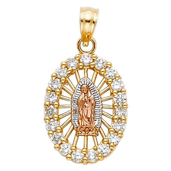 14K 3C CZ Our Lady of Guadalupe Pendant S4