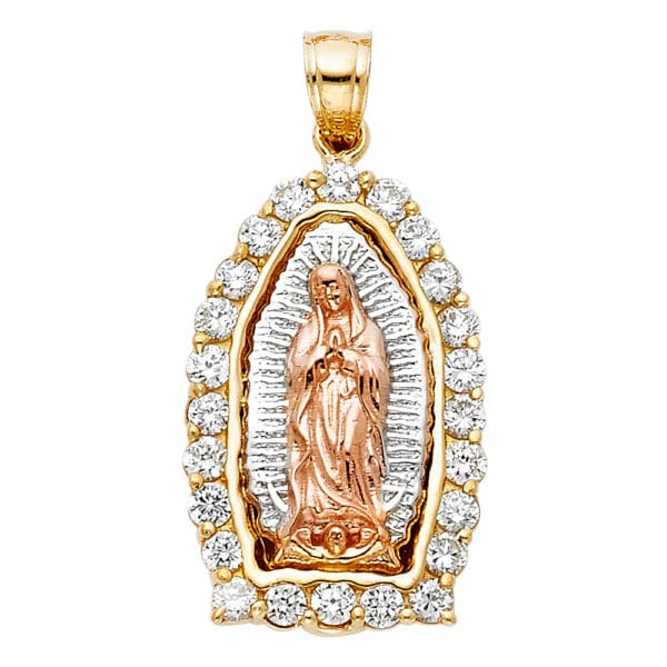 14K 3C CZ Our Lady of Guadalupe Pendant S9