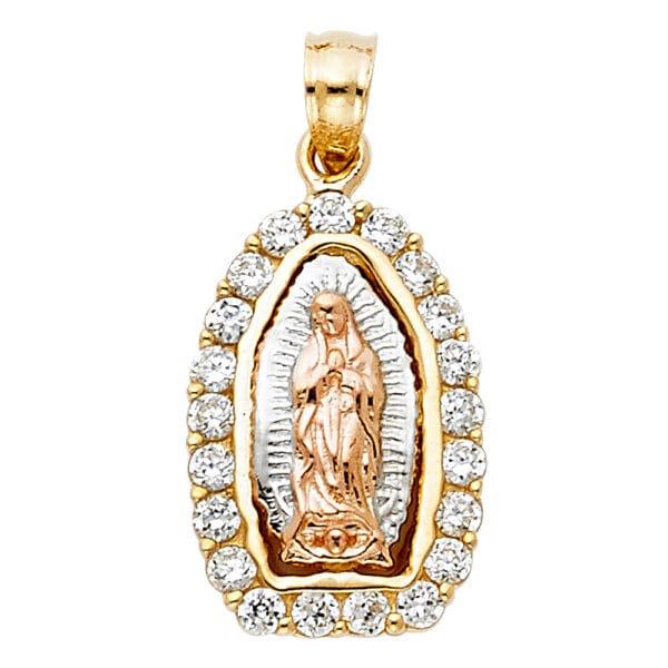 14K 3C CZ Our Lady of Guadalupe Pendant S6