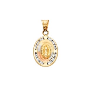14KY CZ Our Lady of Guadalupe Pendant S2