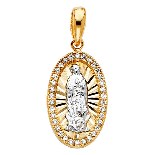 14K 2T CZ Our Lady of Guadalupe Pendant S1