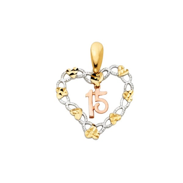 14K 3C 15 Years Heart Pendant S9