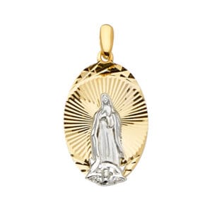 14K 2T Guadalupe Medal Pendant S2