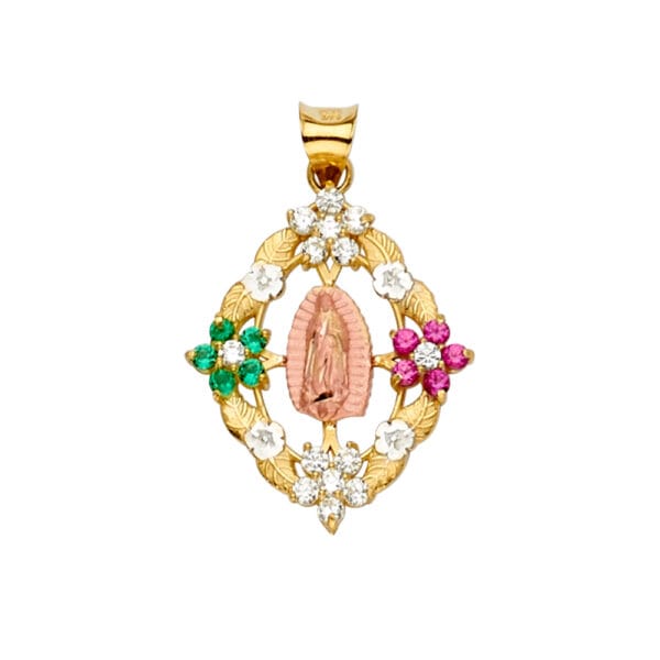 14K 3C CZ Guadalupe Pendant S3