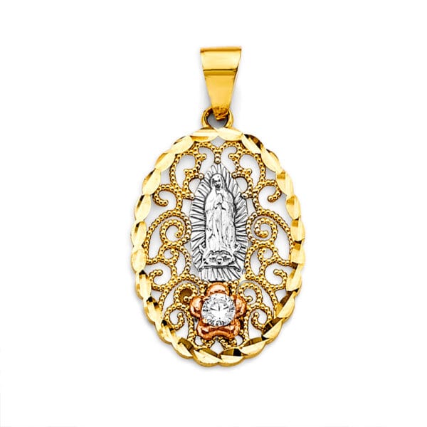 14K 3C CZ Guadalupe Pendant S4