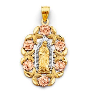 14K 3C Flower Guadalupe Pendant