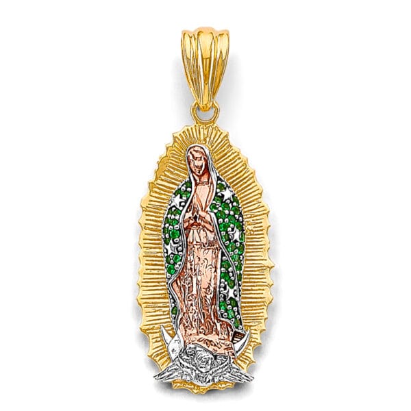 14K 3C CZ Guadalupe Pendant S10