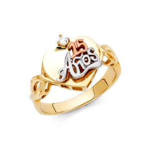 14K 3C 15 Years CZ Ring  S12