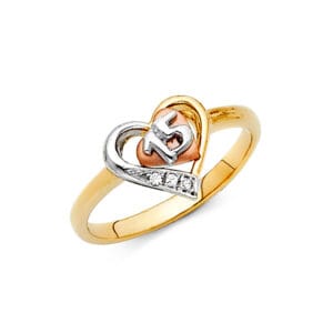 14K 3C 15 Years CZ Ring S16