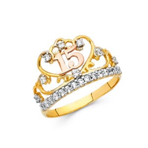 14K 3C 15 Years CZ Ring S17