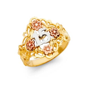 14K 3C 15 Years Ring S29