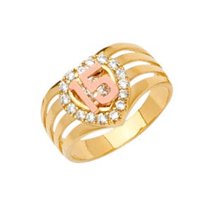 14K 2T CZ 15 Years Ring/Half Set S2