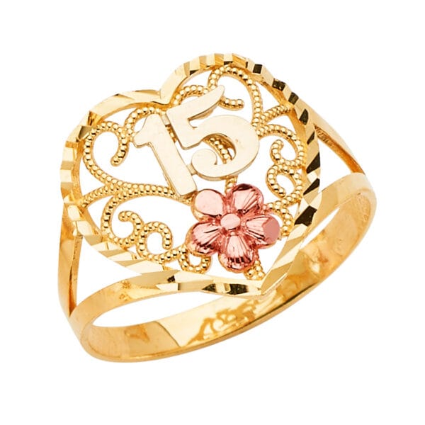 14K 3C 15 Years Ring S36